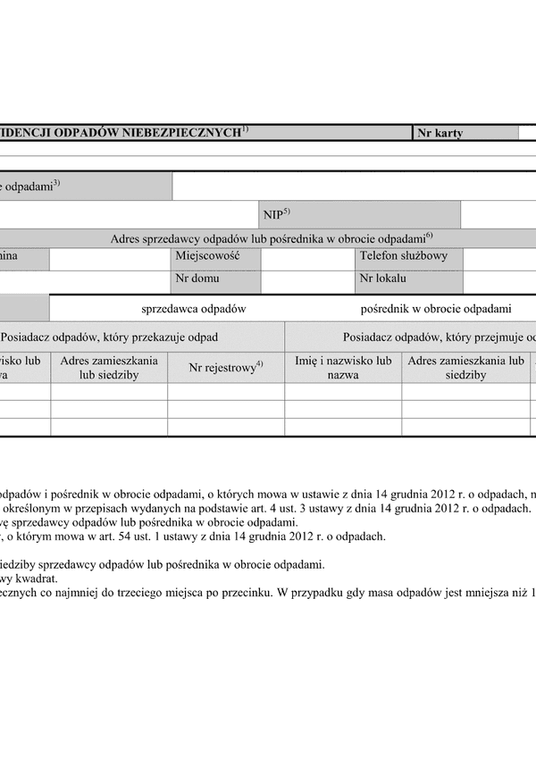 KEON (archiwalny) Karta ewidencji odpadów niebezpiecznych