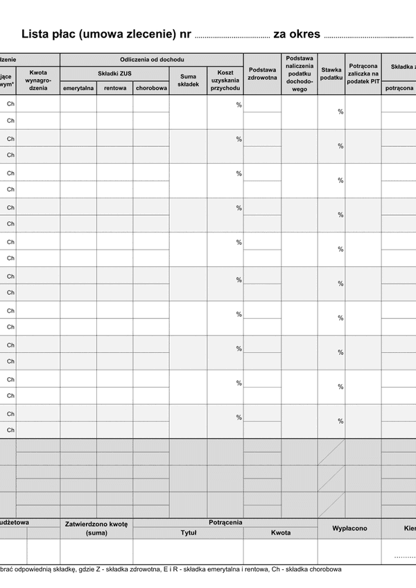 WZP (archiwalny) Zbiorcza lista płac (umowa zlecenia)