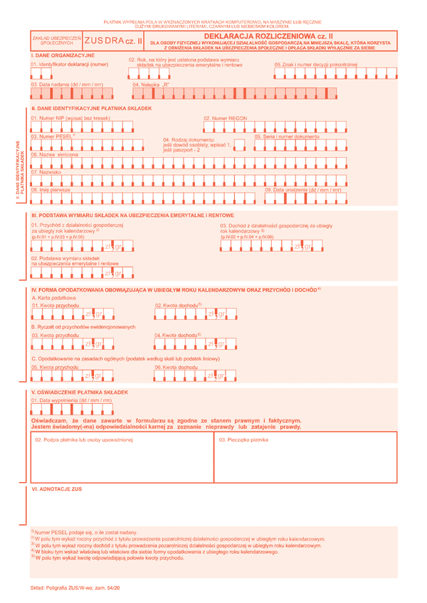 ZUS DRA cz.II (archiwalny) Deklaracja rozliczeniowa cz. II