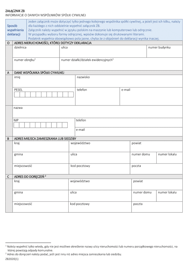 ZB (archiwalny) Załącznik do deklaracji - Informacje o danych wspólników spółki cywilnej