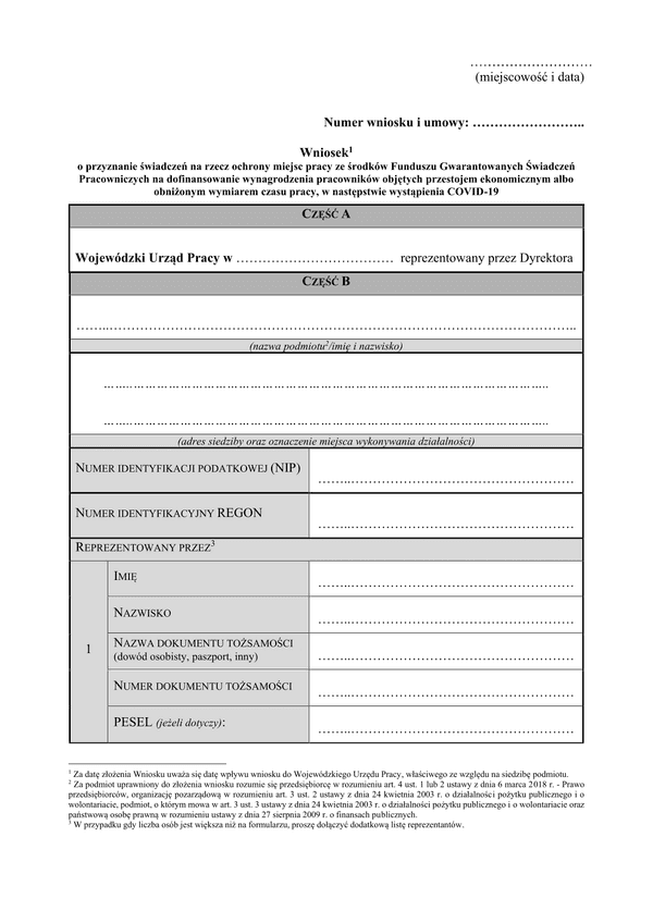 VIA-WOMP (archiwalny) Wniosek o przyznanie świadczenia na ochronę miejsc pracy (COVID-19)