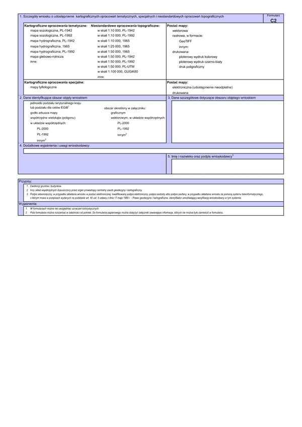 WUMP C2 Wniosek o udostępnienie materiałów centralnego zasobu geodezyjnego i kartograficznego