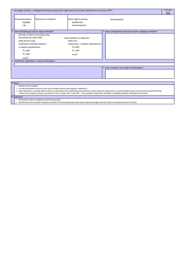 WUMP C3 Wniosek o udostępnienie materiałów centralnego zasobu geodezyjnego i kartograficznego