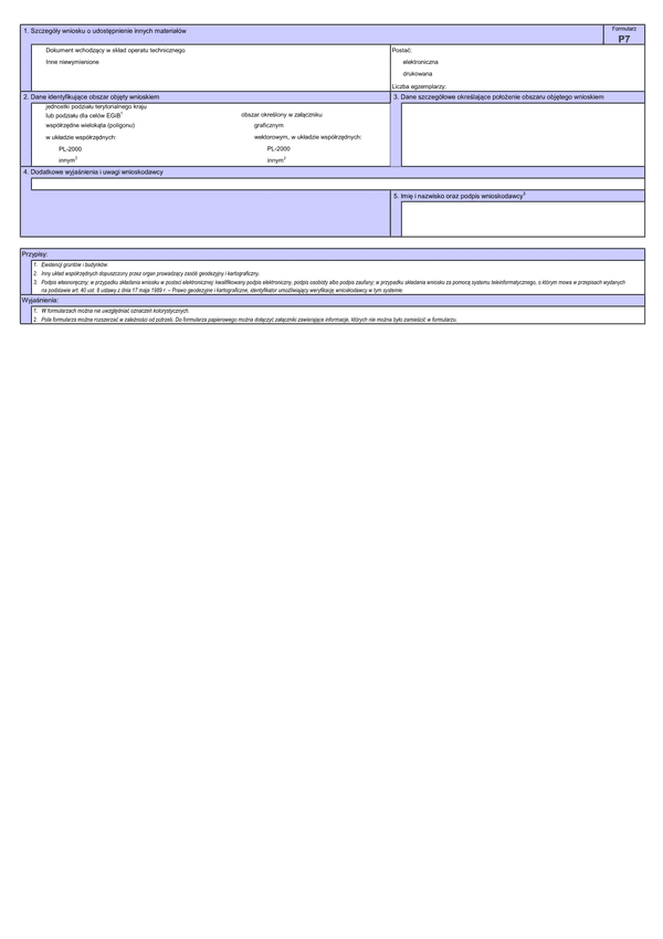 WUMP P7 Wniosek o udostępnienie materiałów powiatowego zasobu geodezyjnego i kartograficznego
