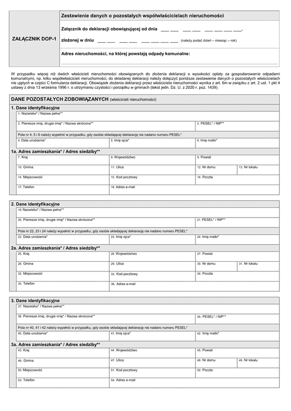 DOP-1 Poz (archiwalny) Zestawienie danych o pozostałych współwłaścicielach nieruchomości - aglomeracja Poznań