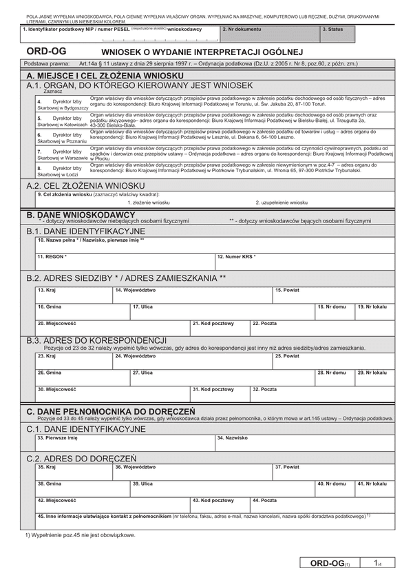 ORD-OG (1) (archiwalny) Wniosek o wydanie interpretacji ogólnej