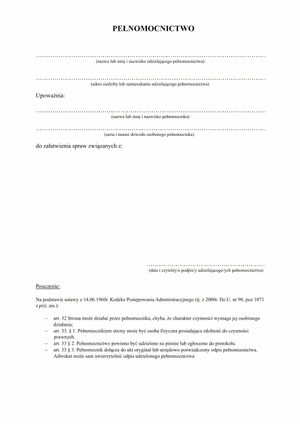 P-Ł Pełnomocnictwo do zawiadomienia o zamiarze rozpoczęcia robót budowlanych / rozbiórkowych Łódź