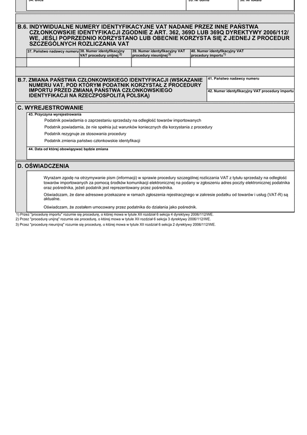 VII-R (IOSS) (archiwalny) Zgłoszenie podatnika informujące w zakresie szczególnej procedury importu rozliczania VAT