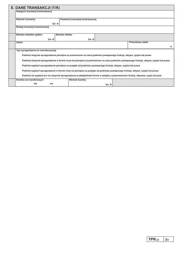 TPR-C/TPR-P zał.AZ (archiwalny) Dane transakcji A - transakcje inne niż wymienione w punktach B-E (transakcje zwolnione)