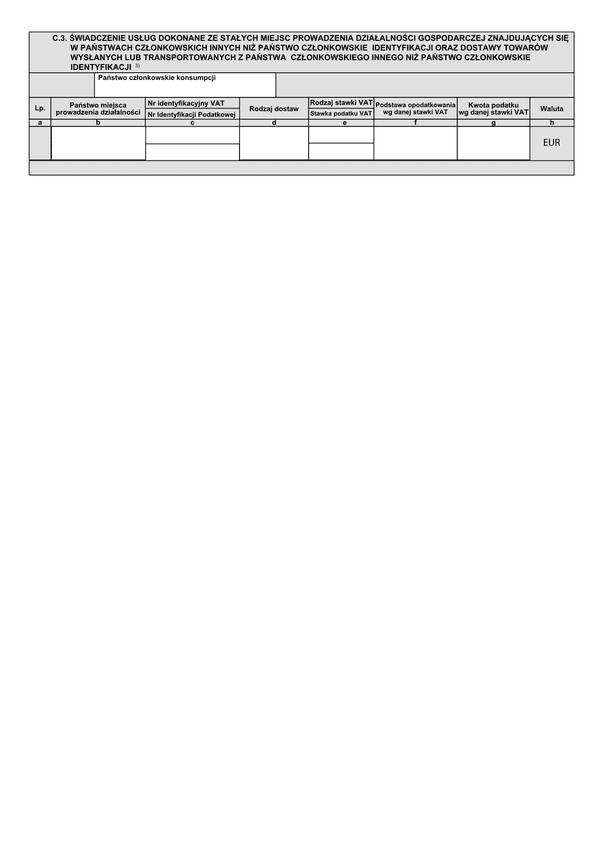 VIU-DO (OSS) zał. C.3 Deklaracja dla rozliczenia podatku VAT w zakresie procedury unijnej