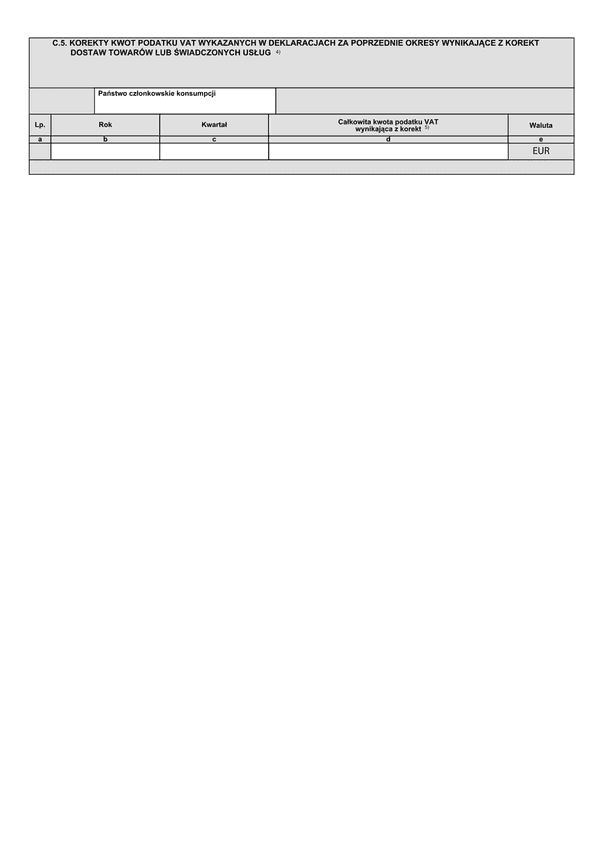 VIU-DO (OSS) zał. C.5 Deklaracja dla rozliczenia podatku VAT w zakresie procedury unijnej