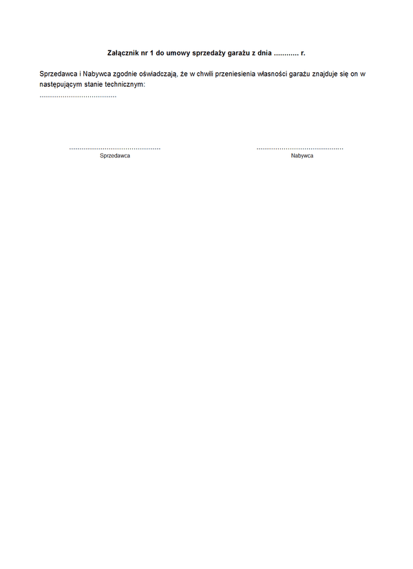 USG-zal1 Załącznik nr 1 do umowy sprzedaży garażu