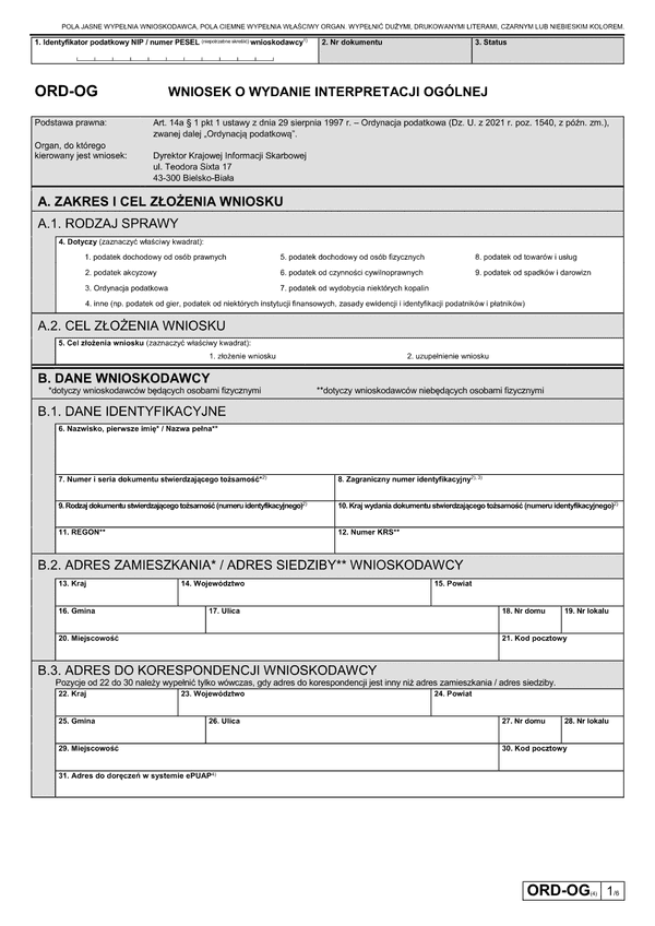 ORD-OG (4) (archiwalny) Wniosek o wydanie interpretacji ogólnej