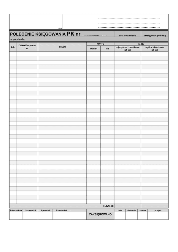 PK_35 (archiwalny) Polecenie księgowania (35 poz. A4)