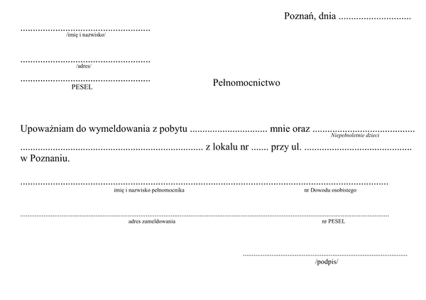 PdW-Po Pełnomocnictwo do wymeldowania - Poznań