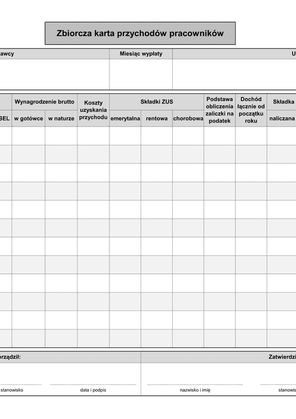 KPP-Z (archiwalny) Zbiorcza karta przychodów pracowników