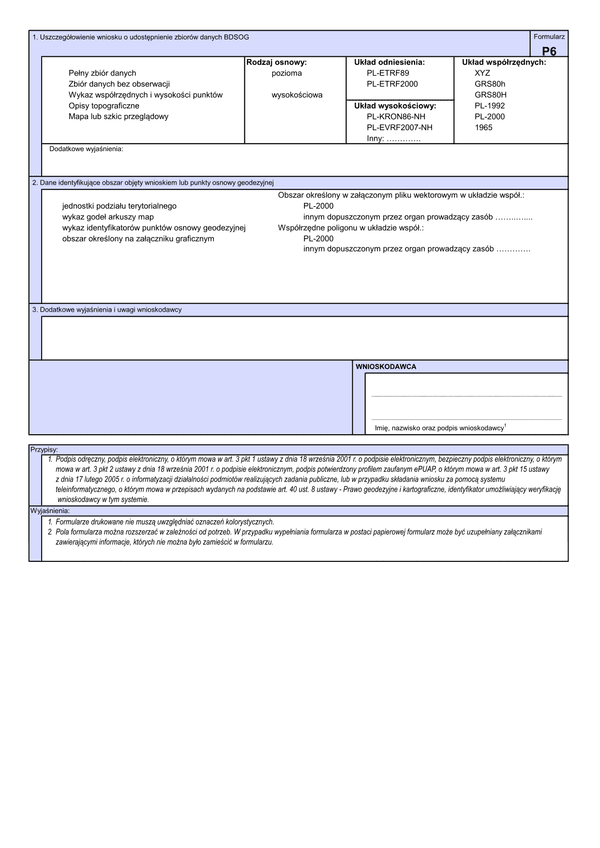 WUMP P6 (archiwalny) Wniosek o udostępnienie materiałów powiatowego zasobu geodezyjnego i kartograficznego