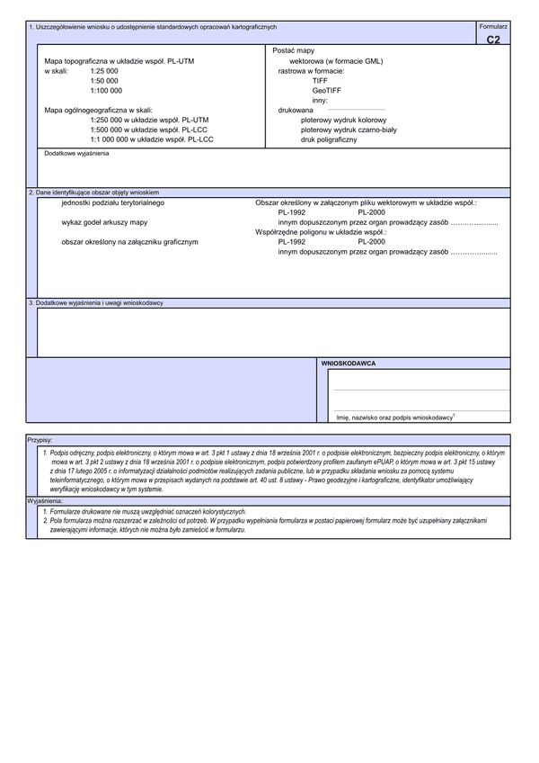 WUMP C2 (archiwalny) Wniosek o udostępnienie materiałów centralnego zasobu geodezyjnego i kartograficznego