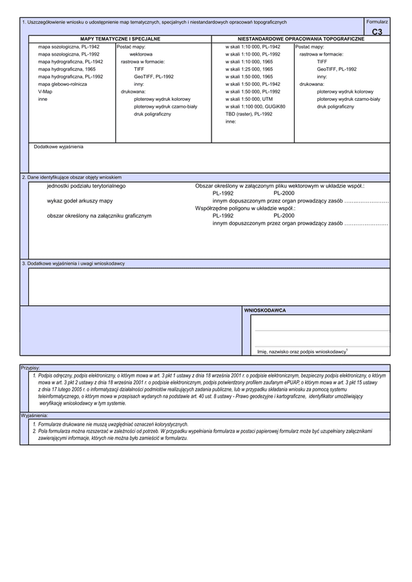 WUMP C3 (archiwalny) Wniosek o udostępnienie materiałów centralnego zasobu geodezyjnego i kartograficznego