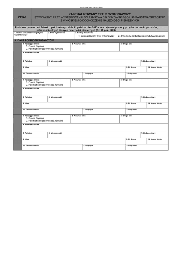 ZTW-1 zal (archiwalny) Zaktualizowany tytuł wykonawczy - załącznik