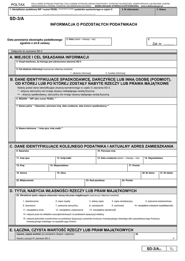 SD-3/A (5) (archiwalny) (od IX 2014) Informacja o pozostałych podatnikach