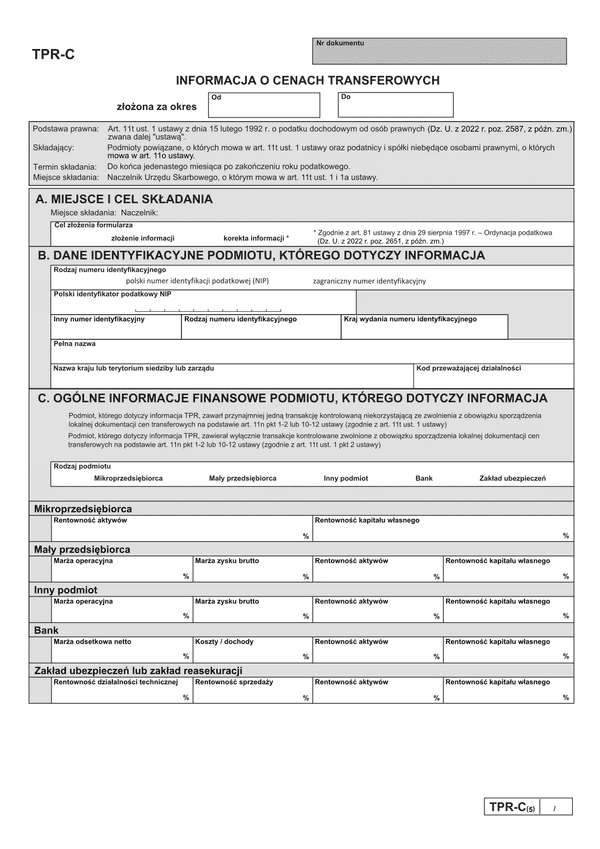 TPR-C (5) Informacja o cenach transferowych