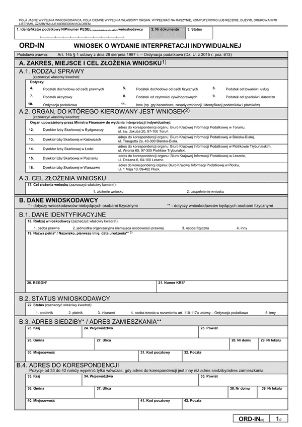 ORD-IN (6) (od VII 2015) (archiwalny) Wniosek o wydanie interpretacji indywidualnej
