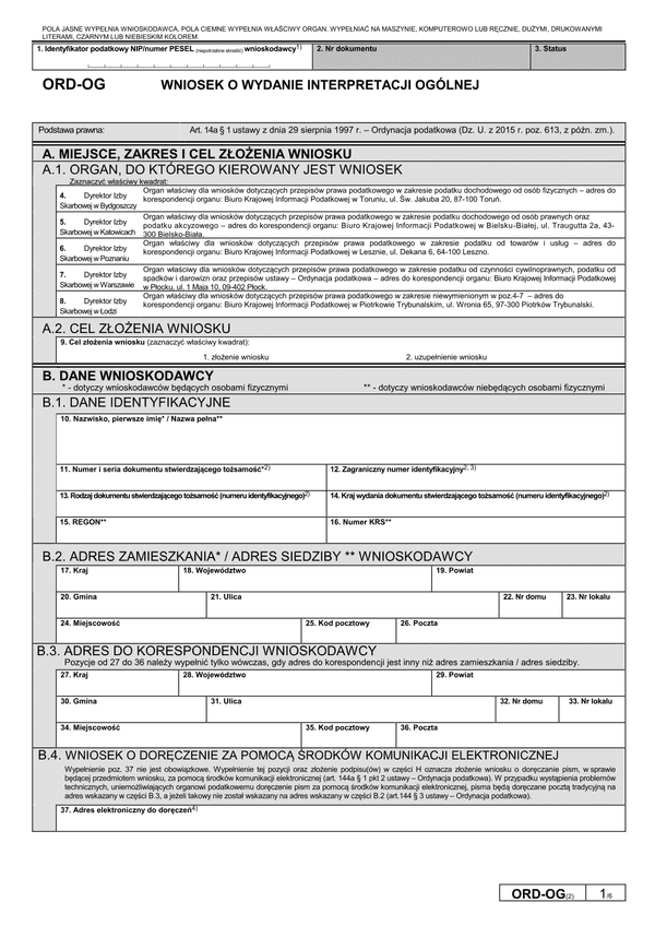 ORD-OG (2) (archiwalny) Wniosek o wydanie interpretacji ogólnej
