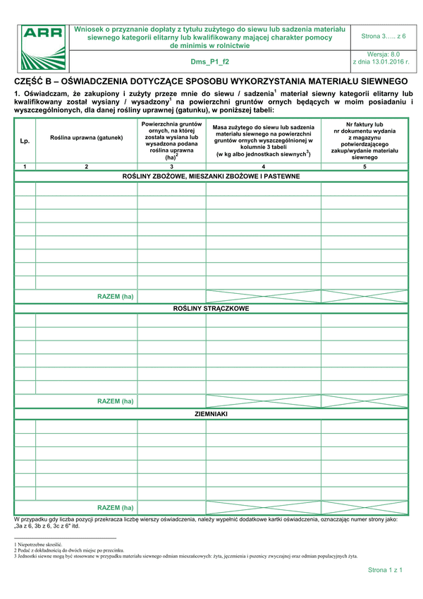 Dms_P1_f2 - str 3 (archiwalny) Oświadczenie dotyczące sposobu wykorzystania materiału siewnego