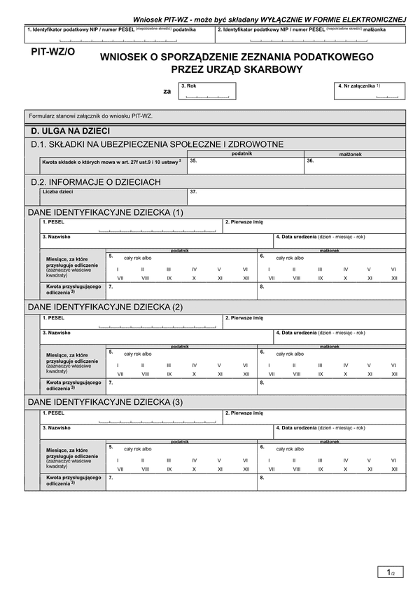 PIT-WZ/O (1) (archiwalny) Odliczenia dla PIT-WZ