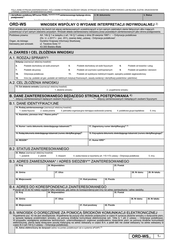 ORD-WS (2) (archiwalny) Wniosek wspólny o wydanie interpretacji indywidualnej