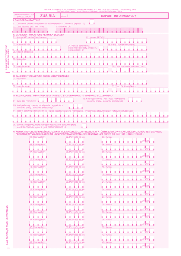 ZUS RIA Raport informacyjny