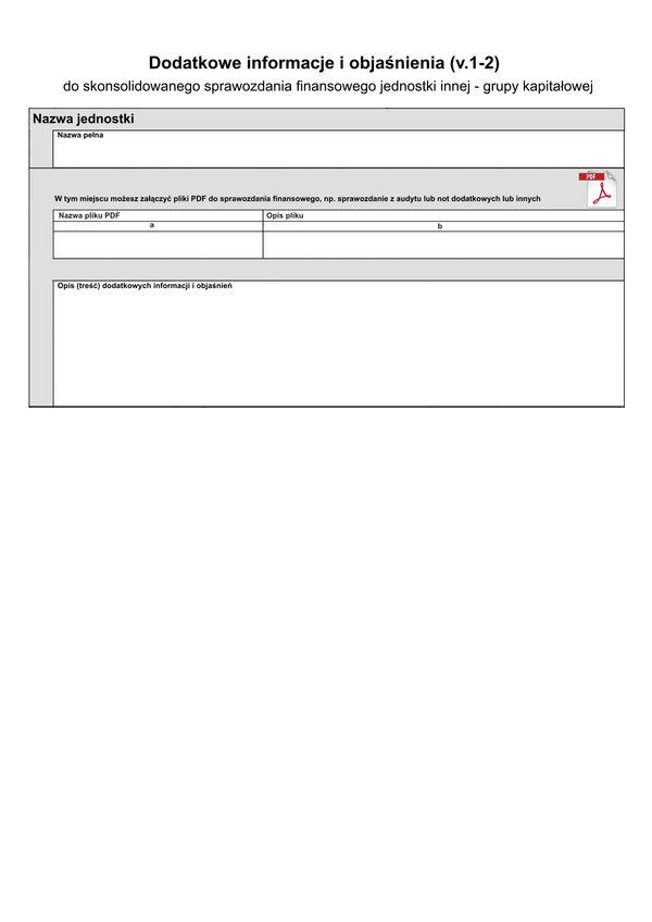 SFJGKZ DInfo (v.1-2) Dodatkowe informacje i objaśnienia oraz nota podatkowa - informacja dodatkowa dotycząca podatku dochodowego - do skonsolidowanego sprawozdania grup kapitałowych w złotych - z wysyłką pliku xml JPK_SF 