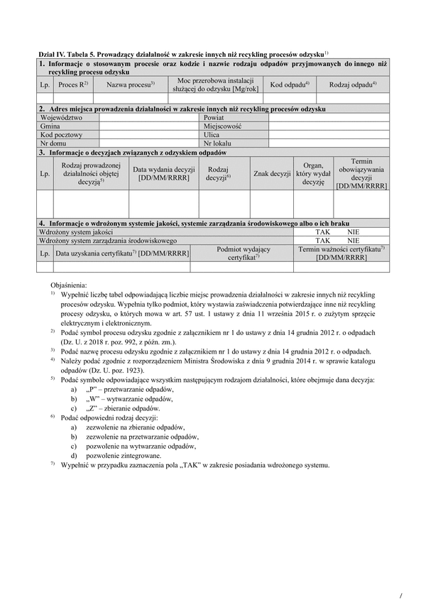 BDO-4.5 Dział IV tabela 5