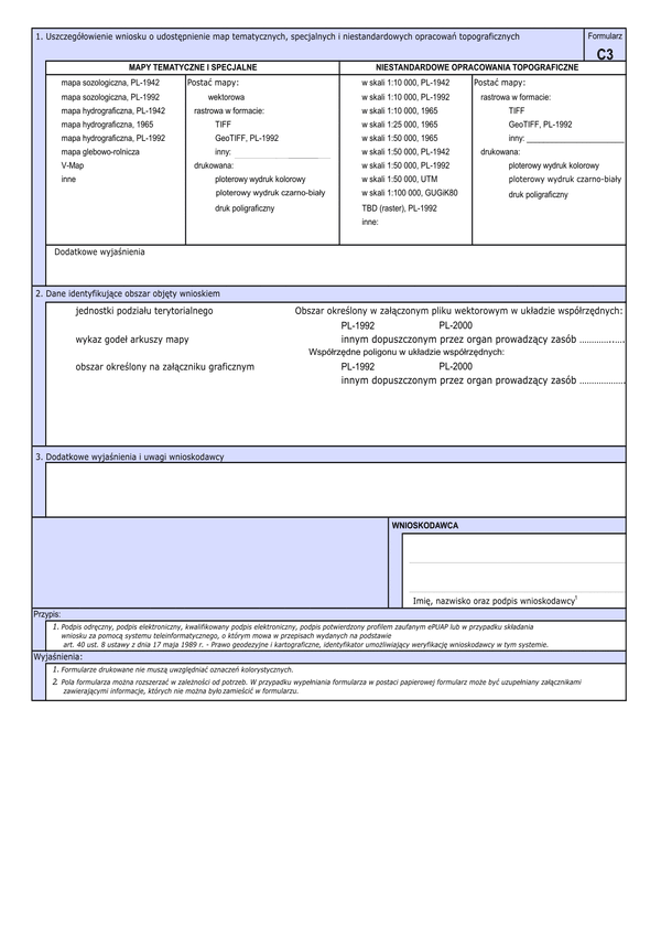 WUMP C3 (archiwalny) Wniosek o udostępnienie materiałów centralnego zasobu geodezyjnego i kartograficznego
