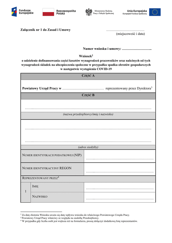 PSZ-DKWP (archiwalny) Wniosek o udzielenie dofinansowania części kosztów wynagrodzeń pracowników oraz należnych od tych wynagrodzeń składek na ubezpieczenia społeczne w przypadku spadku obrotów gospodarczych 