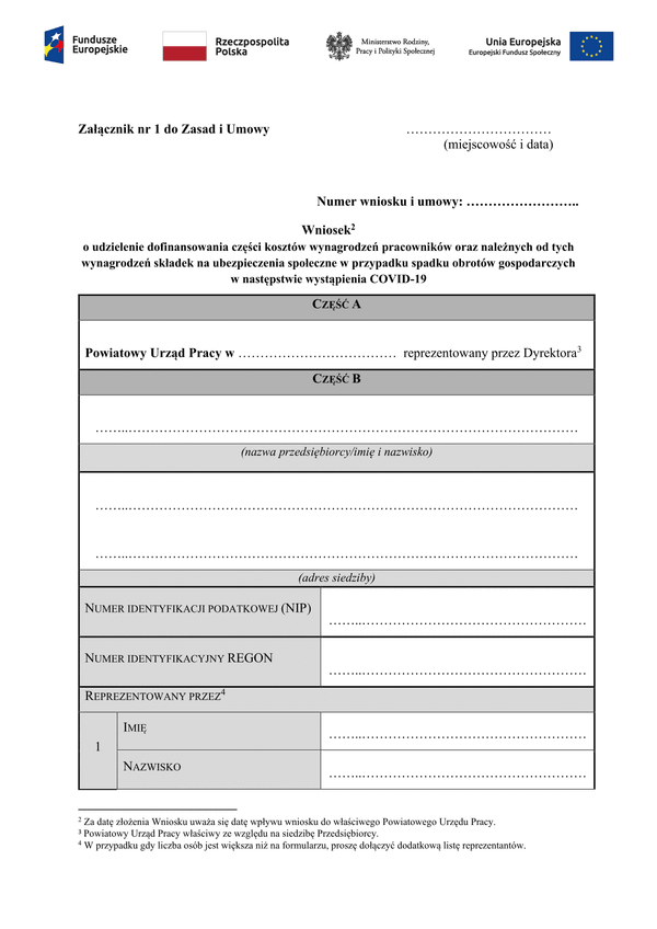 PSZ-DKWP (archiwalny) Wniosek o udzielenie dofinansowania części kosztów wynagrodzeń pracowników oraz należnych od tych wynagrodzeń składek na ubezpieczenia społeczne w przypadku spadku obrotów gospodarczych 