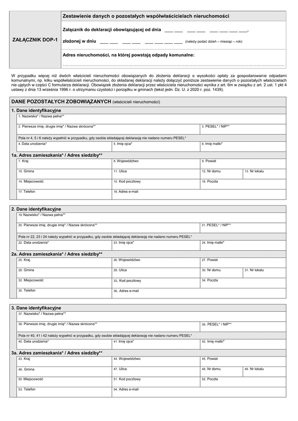 DOP-1 Poz (archiwalny) Zestawienie danych o pozostałych współwłaścicielach nieruchomości - aglomeracja Poznań