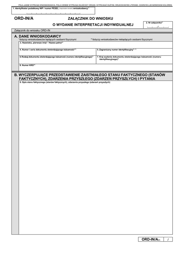 ORD-IN/A (8) (archiwalny) Załącznik do wniosku o wydanie interpretacji indywidualnej