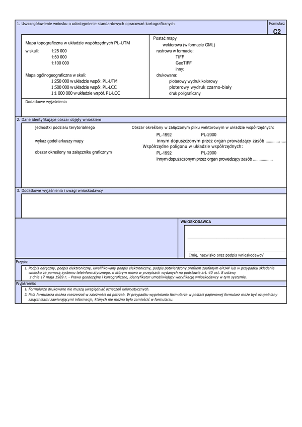WUMP C2 (archiwalny) Wniosek o udostępnienie materiałów centralnego zasobu geodezyjnego i kartograficznego