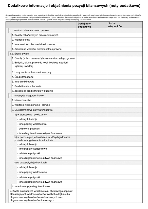 SFJINZ DDInfo (v.1-2) Noty podatkowe - Dodatkowe informacje i objaśnienia