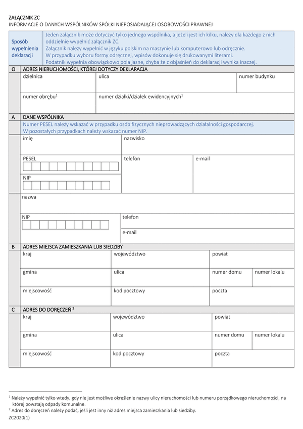 ZC (archiwalny) Załącznik do deklaracji - Informacje o danych wspólników spółki nieposiadającej osobowości prawnej