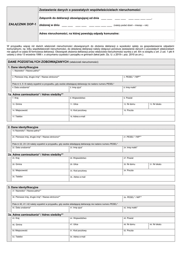 DOP-1 Poz (archiwalny) Zestawienie danych o pozostałych współwłaścicielach nieruchomości - aglomeracja Poznań