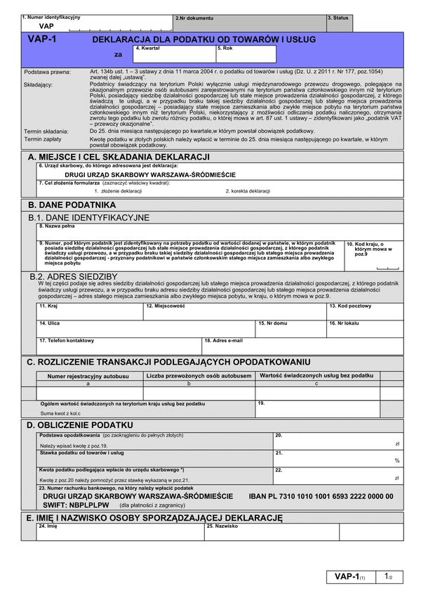 VAP-1pl (1)  Deklaracja dla podatku od towarów i usług