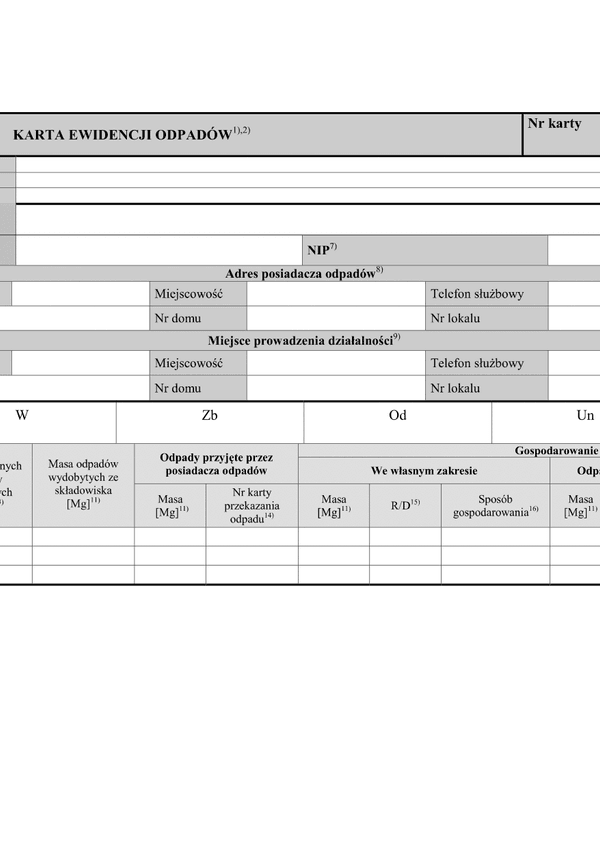 KEO (archiwalny) Karta ewidencji odpadu