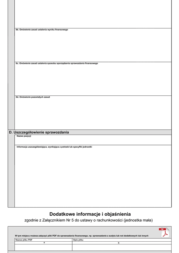 SFJMA Info (v.1-2) Wprowadzenie do sprawozdania finansowego oraz dodatkowe informacje i objaśnienia do sprawozdania dla jednostek małych - zgodnie z Załącznikiem Nr 5 do ustawy o rachunkowości - z wysyłką pliku xml JPK_