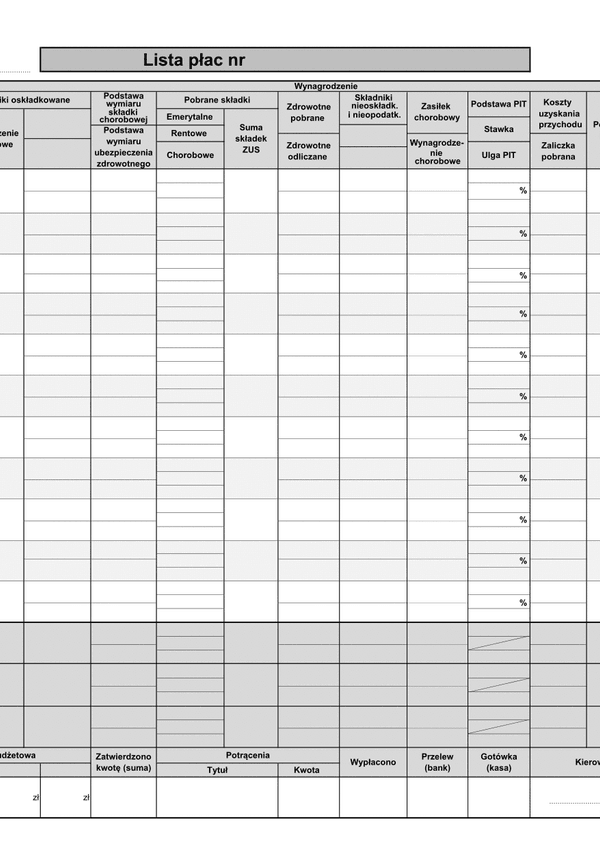 WLP (archiwalny) (2020) Wieloosobowa / zbiorcza lista płac (umowa o pracę)