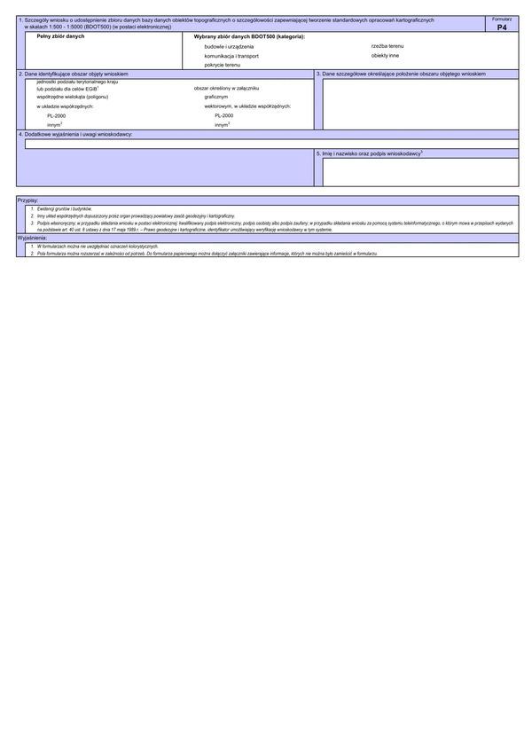 WUMP P4 Wniosek o udostępnienie materiałów powiatowego zasobu geodezyjnego i kartograficznego