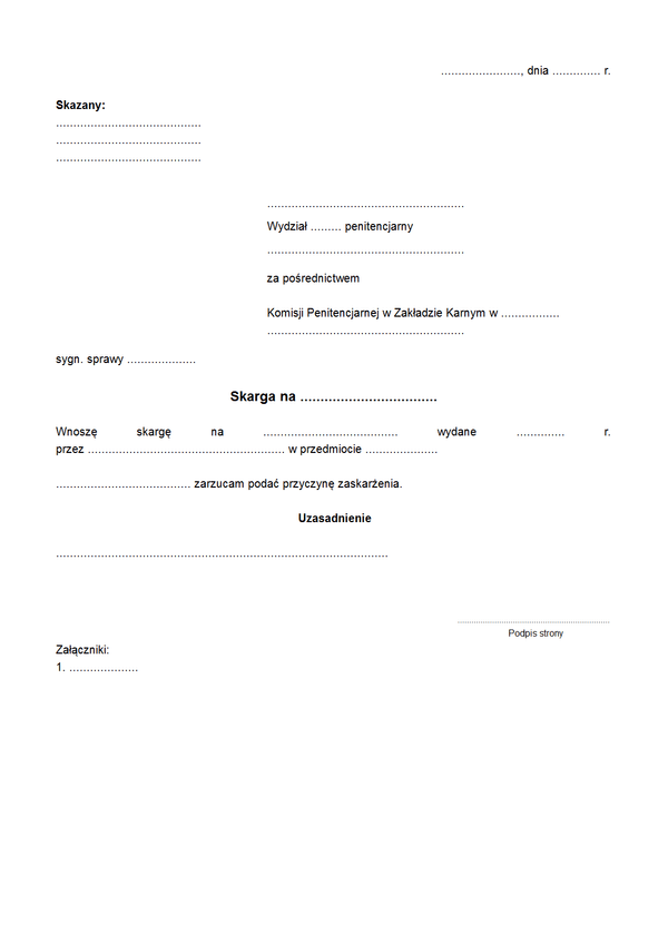 SnDKP Skarga/zażalenie na decyzję komisji penitencjarnej