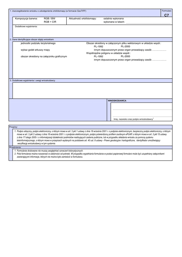 WUMP C7 (archiwalny) Wniosek o udostępnienie materiałów centralnego zasobu geodezyjnego i kartograficznego